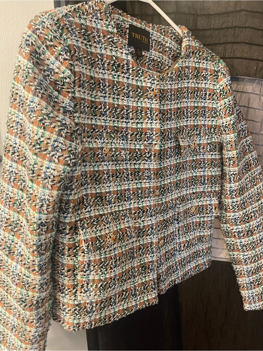 TRUTH Tweed Multicolor Cropped Jacket - Women size 12